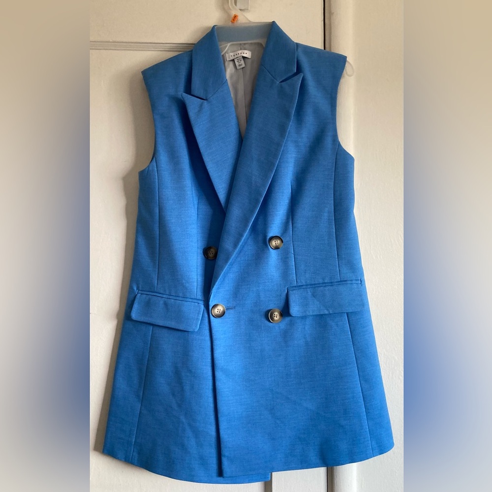 Topshop Vibrant Blue Sleveless Blazer